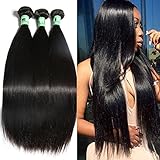 Msbeauty 7A Peruvian Hair Straight 3 Bundles Weave Hair Human BundlesTatol 300g Natural Color Tangle-free