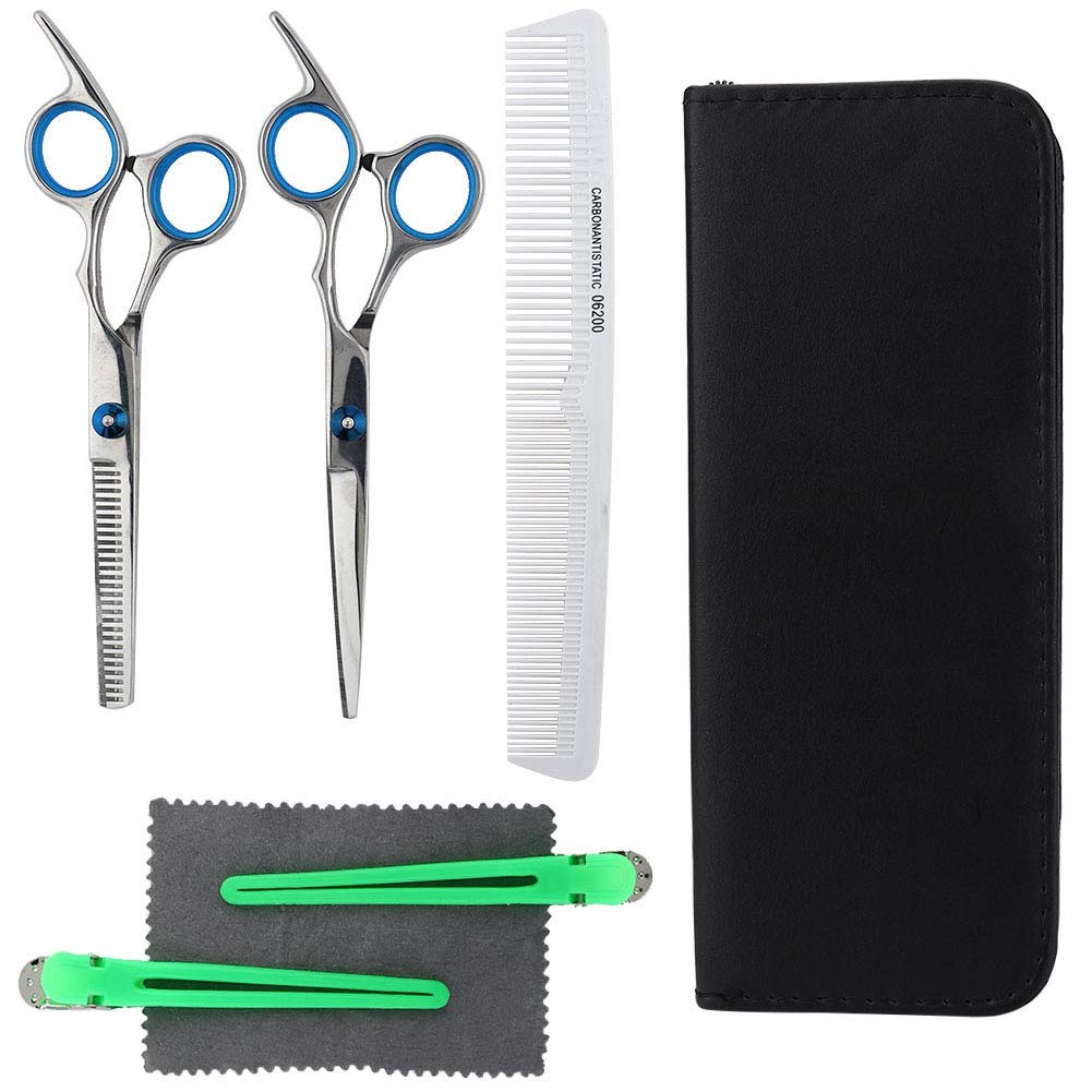 5pcs Professional Haircut Scissors Kit,Barber Shear Comb Set Hairdressing Tool with Special Stainless Steel Production,Durable Haircut Beauty Salon Suit for Home Personal Hair Styling