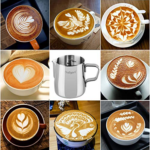 Dailyart Milk Frothing Jug Frothing Pitcher Espresso Steaming Pitcher Barista Tool Coffee Machine Accessory 304 (18/8) Stainless Steel 160ml (7 oz(mini))