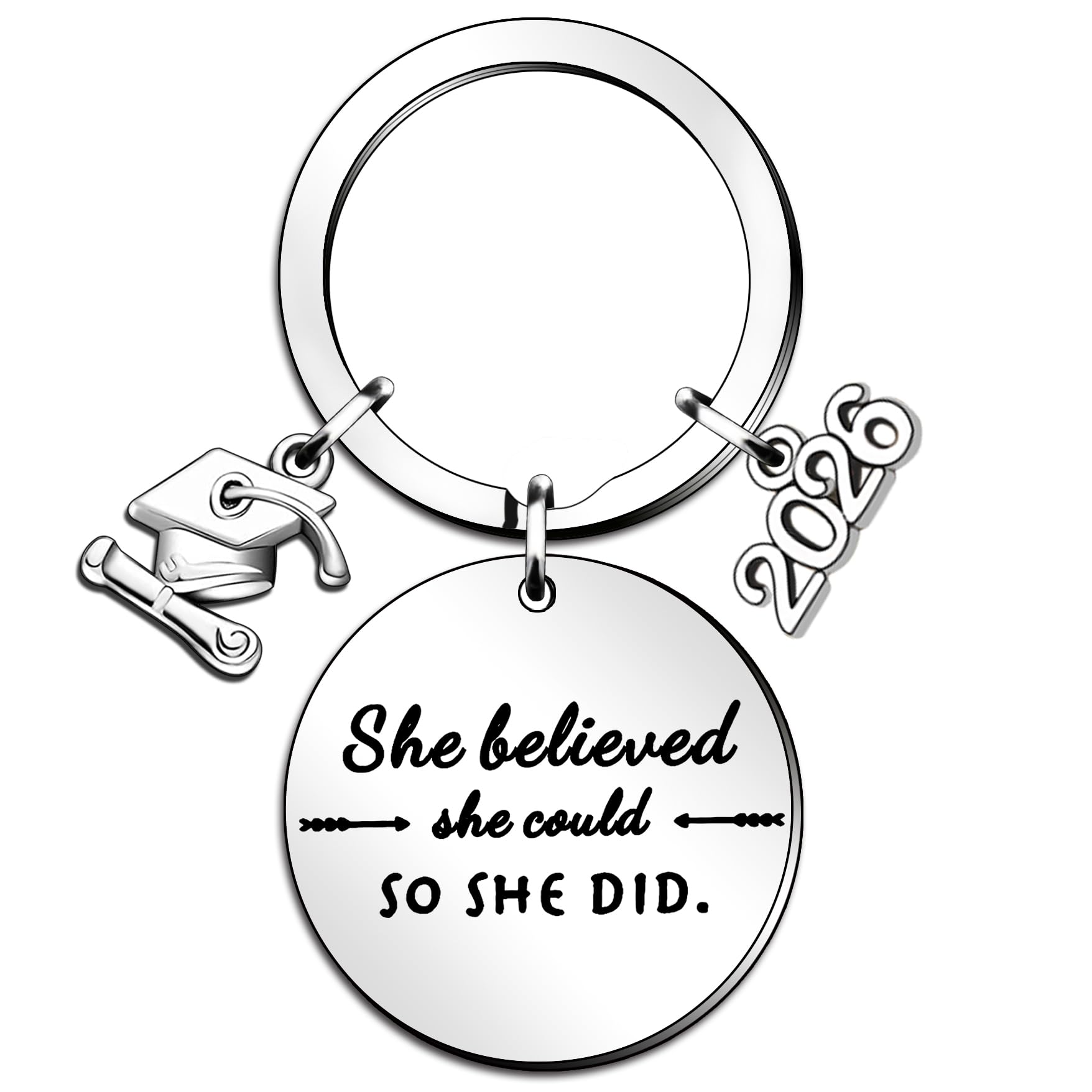 QMVMV Graduation Gifts Keyring Class of 2026 Graduate Inspirational Gift She Believed She Could So She Did High School College Grad Best Friends Daughter Girls Niece Women Her
