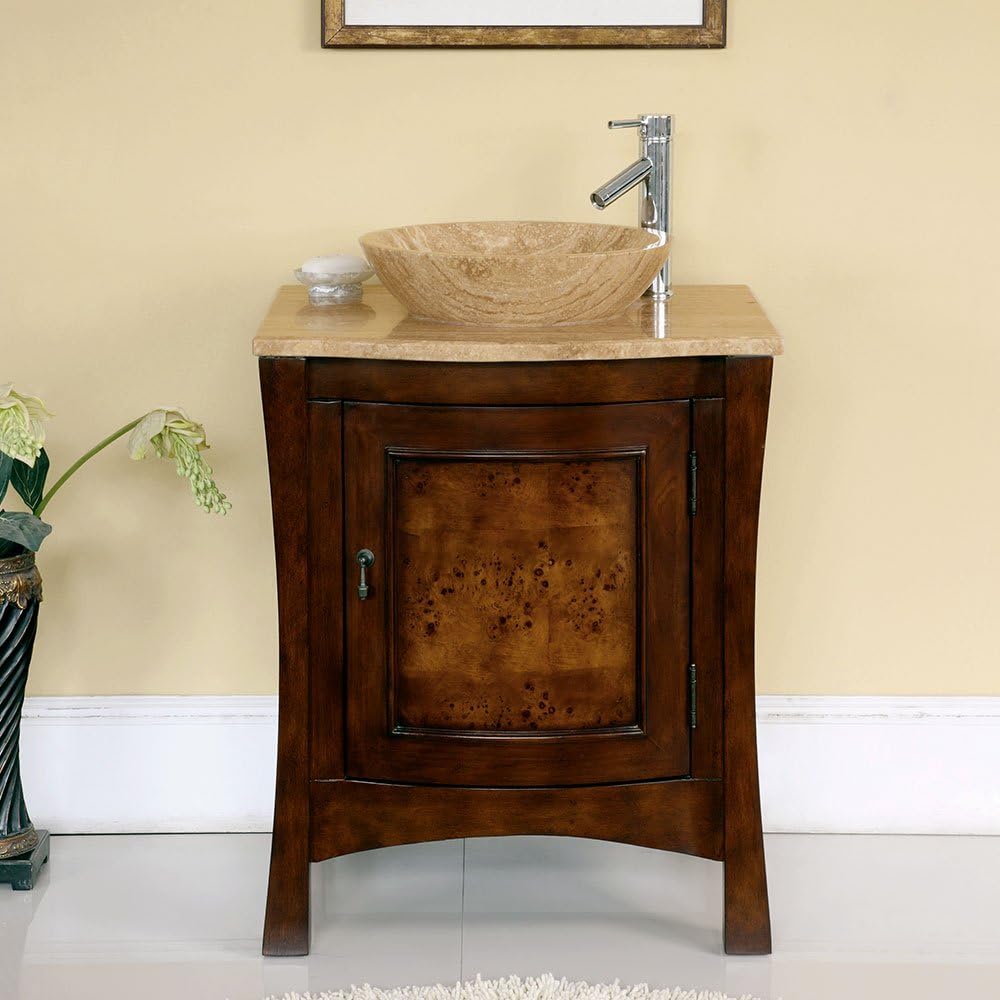 Silkroad Exclusive 26 In Vanessa Single Sink Bathroom Vanity In Red Chestnut Amazon Co Uk Kitchen Home