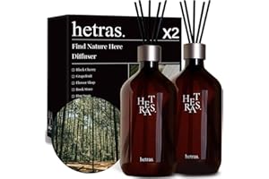 HETRAS. hetras Premium Reed Diffuser Set 16.9 fl.oz. 2 Pack | Jeju Saryeoni Forest - Citrus & Greenery Scent | Long-Lasting Luxury Fragrance with 10 Reed Sticks for Home & Office | Gifts for Loved One