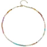 Frigotine Natural Stone Beaded Long Choker Necklaces for Women – Dainty Boho Handmade Healing Stone Turquoise Malachite Crystal Gemstone Gold Bead Statement Chain Beach Accessories Prom Jewelry Gifts