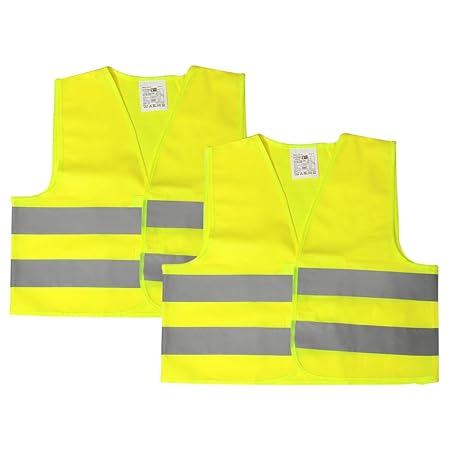 com-four® 2X Sicherheitsweste, waschbar, Warnweste für Kinder in Einheitsgröße nach DIN EN 1150, EN 340 (02 Stück - Weste)