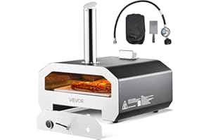 VEVOR Dual Fuel Pizza Oven Outdoor, 16 in Wood Fire & Propane Gas Pizza Oven, Portable Pellet & Propane Pizza-Maker with Thermometer, Large Multi Fuel Pizza Cook for Outside Camping & Backyard