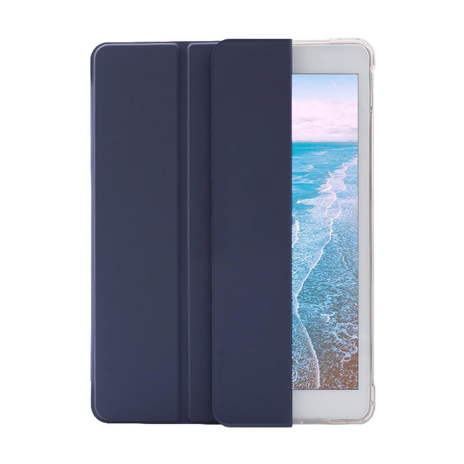 HUEZOE iPad 10.2 Inch Case, iPad 9/8/7 Generation (Model 2021/2020/2019 Model), Folding Stand Protective Case with Pencil Holder, Wake Up/Sleep Car Cover, Navy Blue