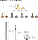 sourcing map 100 Sets Leather Rivets 6x8mm Metal Double Cap Studs Fasteners view 2