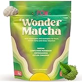 Pow Wonder Matcha | Organic Ceremonial Matcha w/Adaptogens, Mushrooms, Lion's Mane Mushroom and Ashwagandha (Lightly Sweetened | Up to 28 Servings)