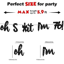 Oh I’m 76! Banner Backdrop Glitter Black Hallo