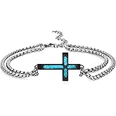 Sbzxbt Cross Bracelet 925 Sterling Silver Black Cross Bracelet Religious Jewelry Gifts for Men Women