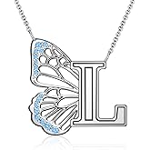 SCZKLAQ Butterfly Initial Necklaces for Women 925 Sterling Silver Initial Necklace Butterfly Initial Letter Jewelry for Women Mother's Day Gifts