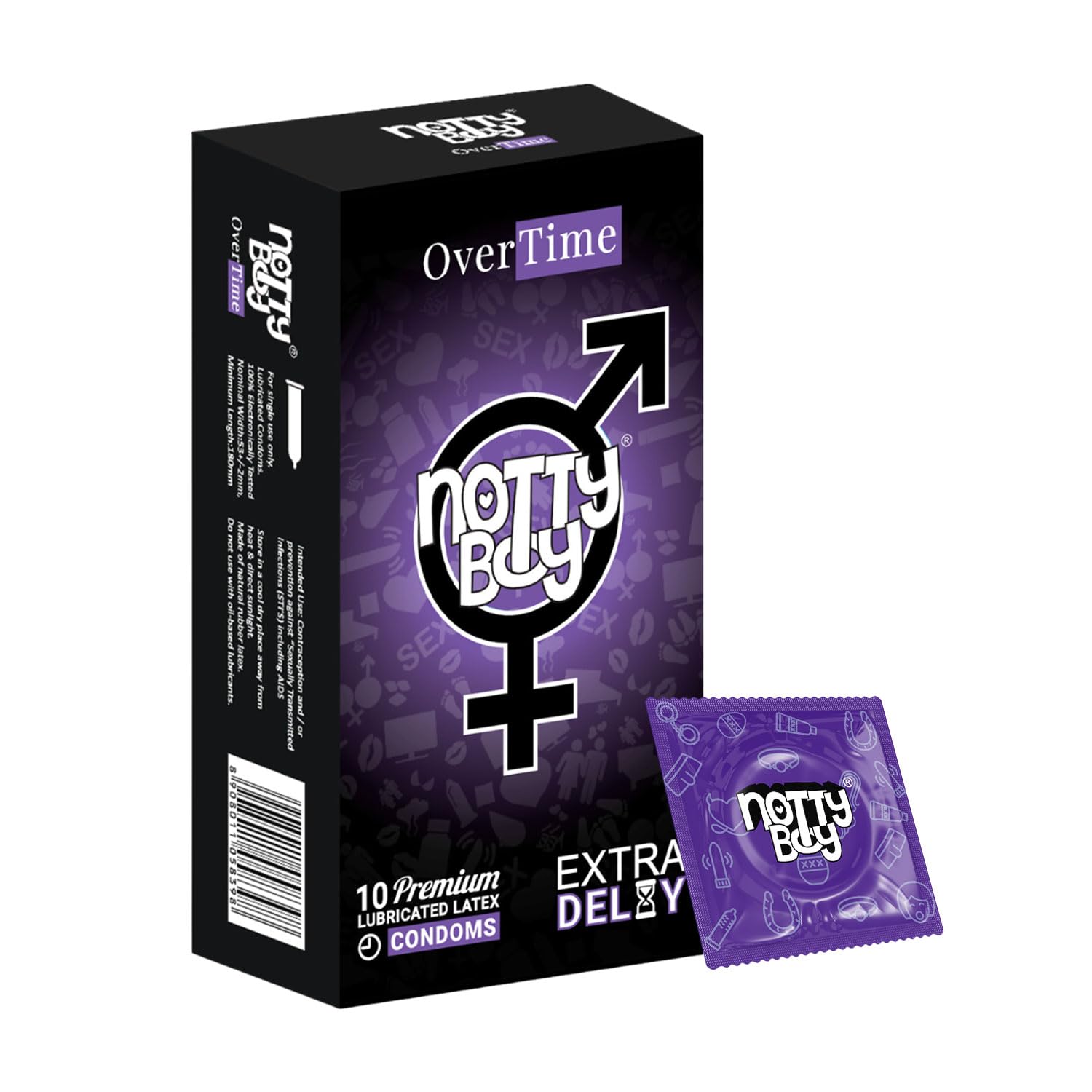 NOTTY BOY Extended Pleasure Condoms for Men – Pack of 10 | Long-Lasting Comfort Delay Condoms