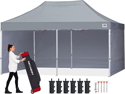 ABCCANOPY 3x6M Pop Up Gazebo with 4 Sidewalls & Weight Bags - Grey