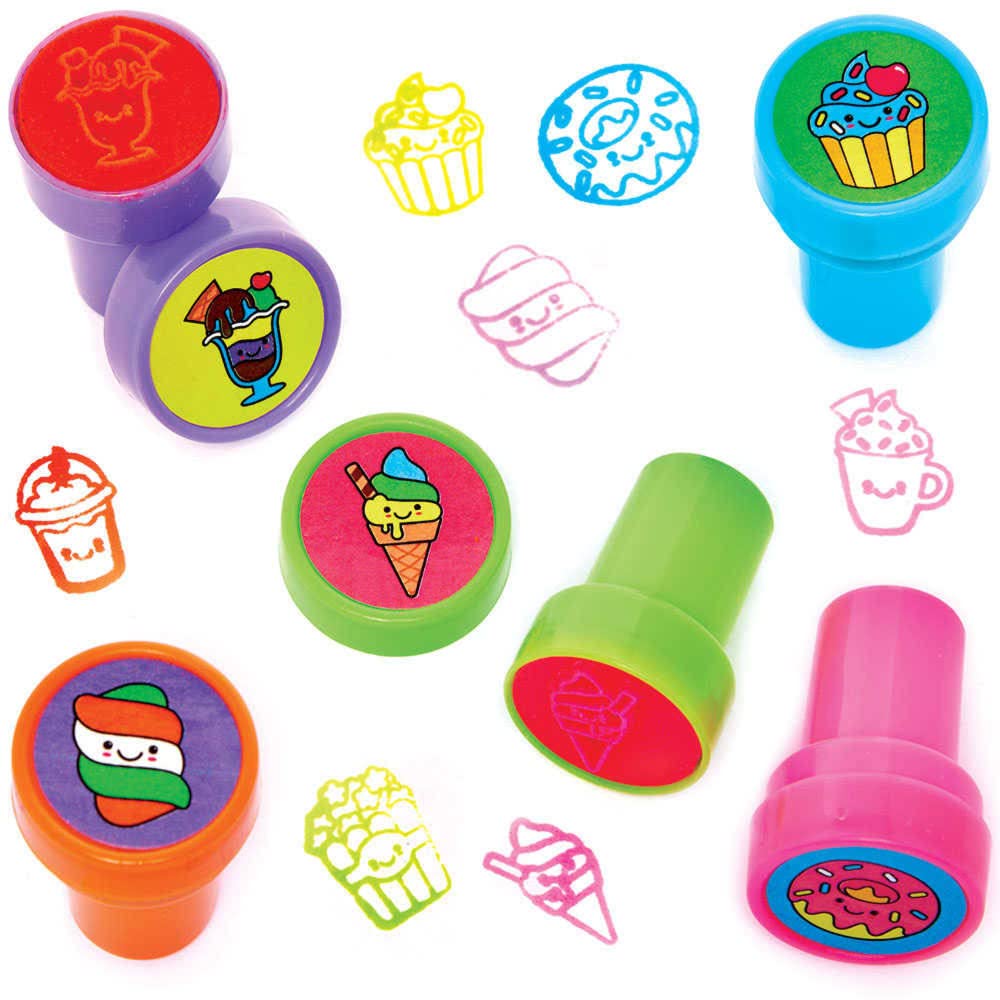 Baker Ross FC780 Sweet Treats Self-Inking Stampers - Pack of 10, Stamps for Kids, Party Bag Fillers for Kids, Teacher Supplies