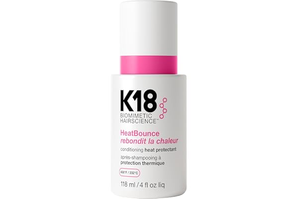 K18 HeatBounce Conditioning Heat Protectant Spray, Lightweight Leave-In Conditioner + 450℉ (232°C) Inside-Out Heat Protection