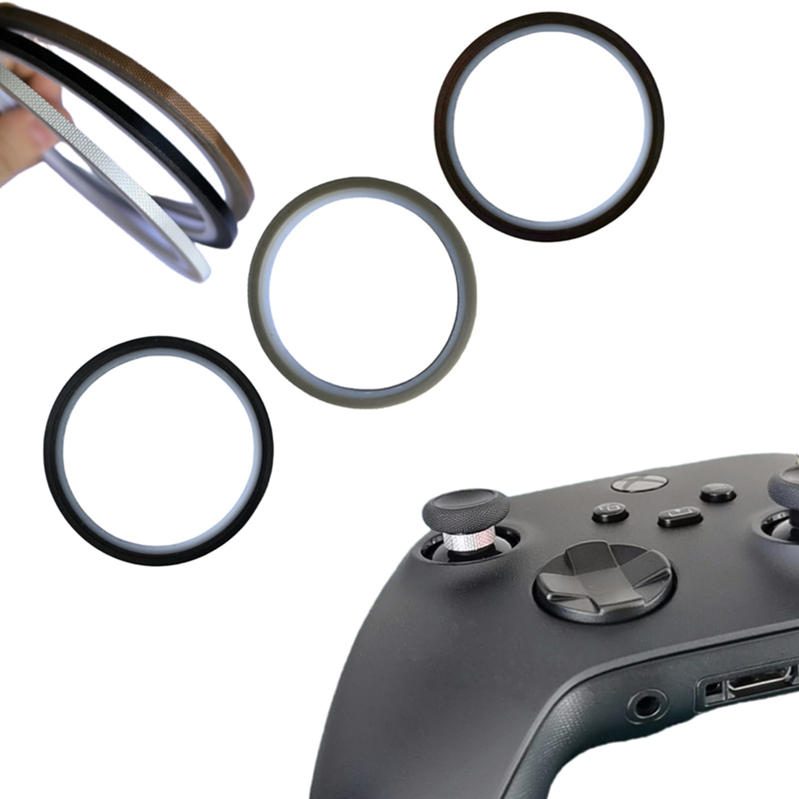 3 rolls Teflon Tape, Wear and Heat Resistant, Precision Rings, Cut at Will, Joystick Protector Compatible with Playstation 4(PS4), PS5, Xbox One, Series X, Switch, Switch Pro, Scuf Controller Grips-mi