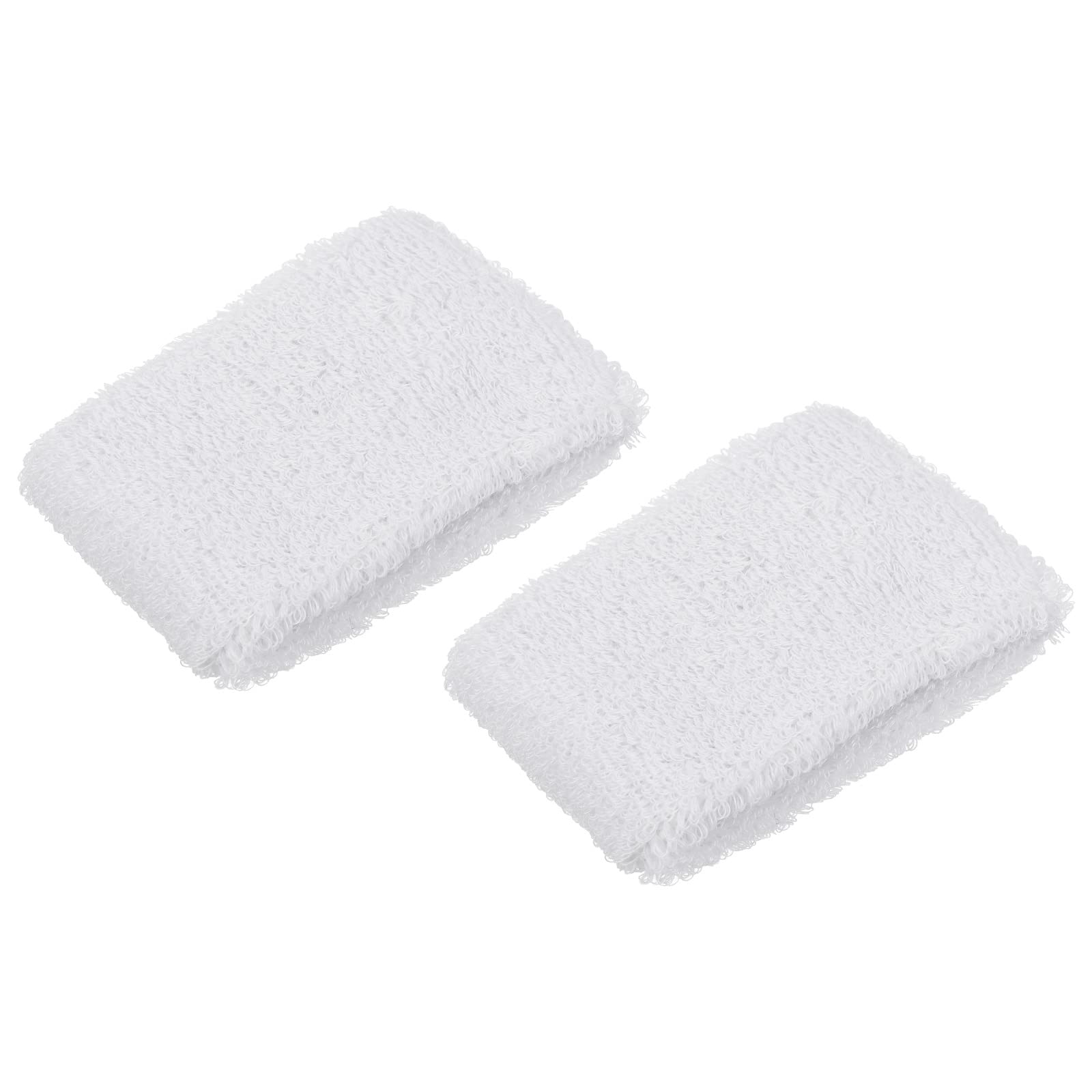PATIKIL Sports Wristbands 8x5cm, 2 Pack Cotton Terry Cloth Absorbent Sweatband for Tennis Basketball Working Out Athletic Running, White