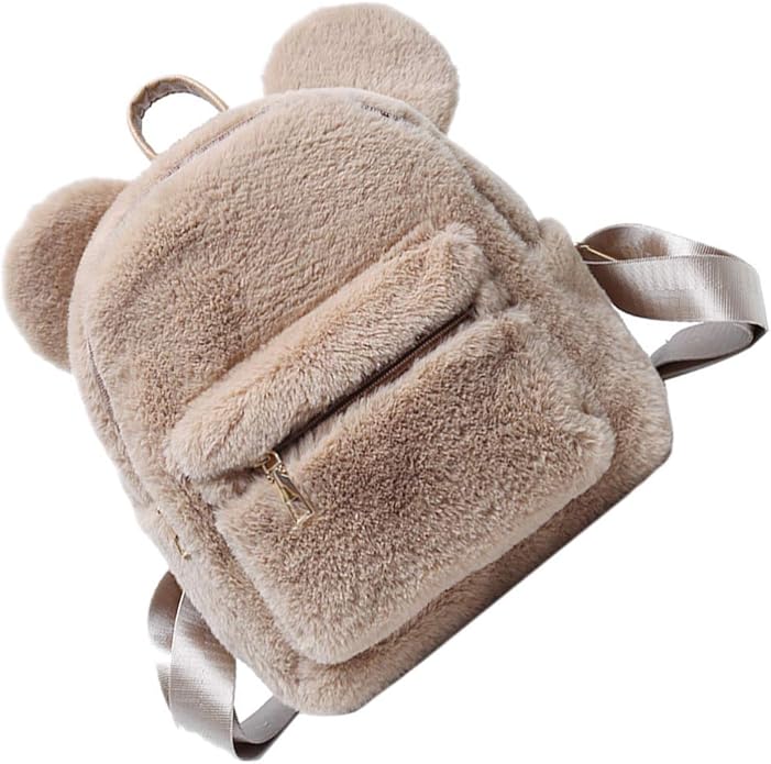 VALICLUD Plush Animal Backpack Faux Fur Teddy Bear Backpack Mini Bear