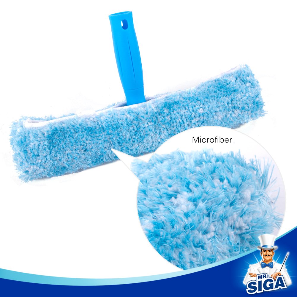 MR.SIGA Professional Window Cleaning Combo - Squeegee & Microfiber Window Scrubber, 10