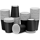 Prgery Paper Cups 8 oz 70 Pack, Disposable Paper Coffee Cups Disposable Cups for Hot or Cold Beverage Drinking for Party, Picnic, BBQ, Travel, and Event -Black
