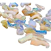 Gemkora 10pcs Natural Ethiopian Raw Opal Stone, Healing Gemstone and Crystals, Wholesale Bulk Lot, Polished Fire Play Stone, Rough Crystals, Opal Rock, Jewelry Making Supply, DIY Raw, 10 to 15 mm
