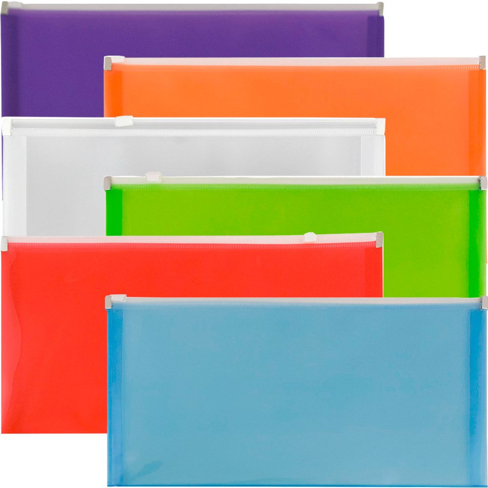 JAM PAPER Plastic Envelopes with Zip Closure 10 Booklet Wallet 5 x
