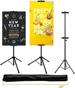 GOGODUCKS Adjustable Poster Stand Up to 73 inches Height, Reinforecd Metal Heavy Duty Black Banner Holder, Double-Sided Tripod Sign(Photo, Artist, Foam) Display, for Wedding, Home, Party, Garden