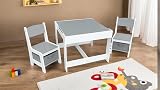 simpa Children's Wooden Desk & 2 Storage Drawer Chairs - Grey Finish view 6