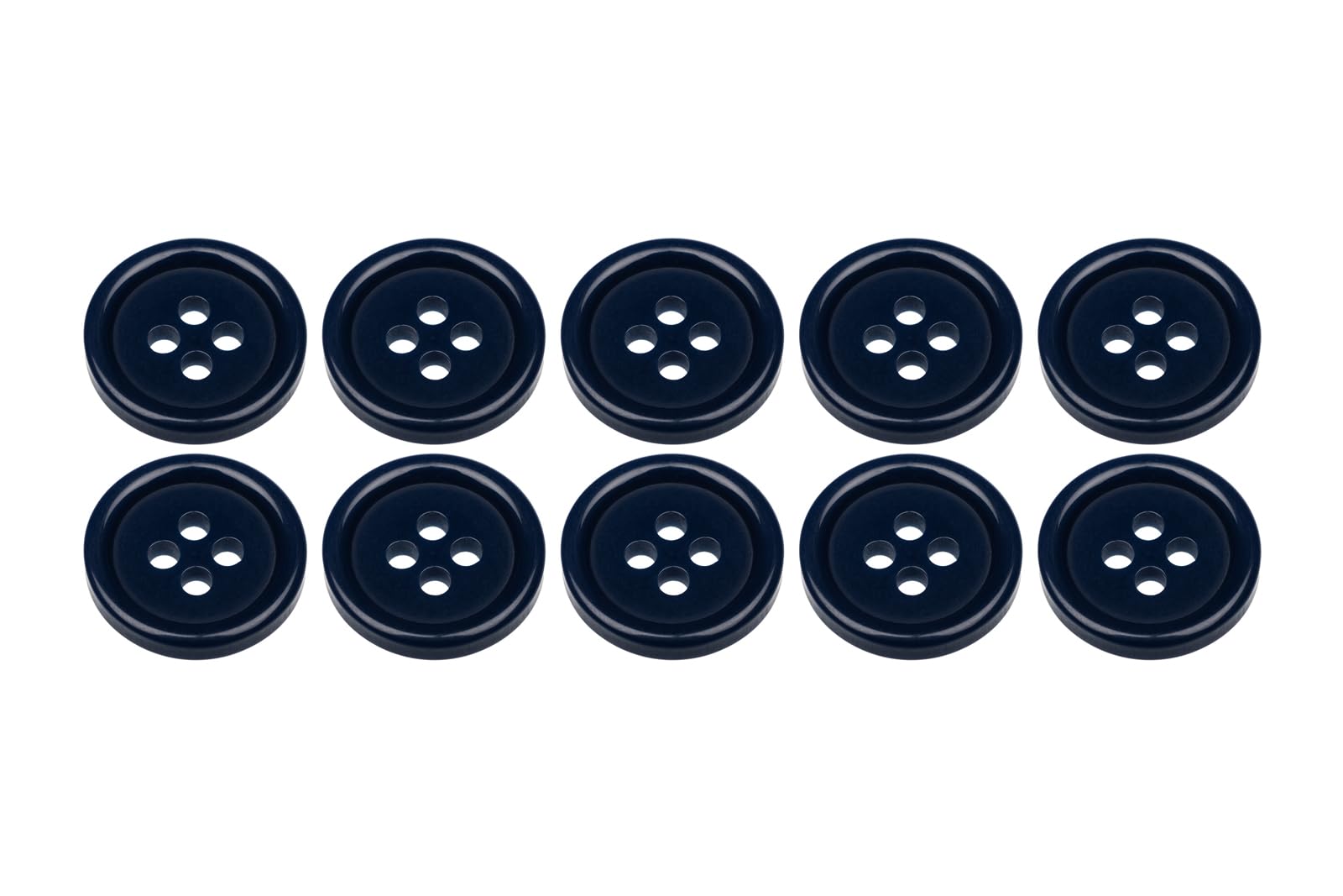 Pack of 10 Dark Blue 15mm Round Sew On Plastic Buttons for Skirts Trousers Knitwear Flat 4 Holes 24L