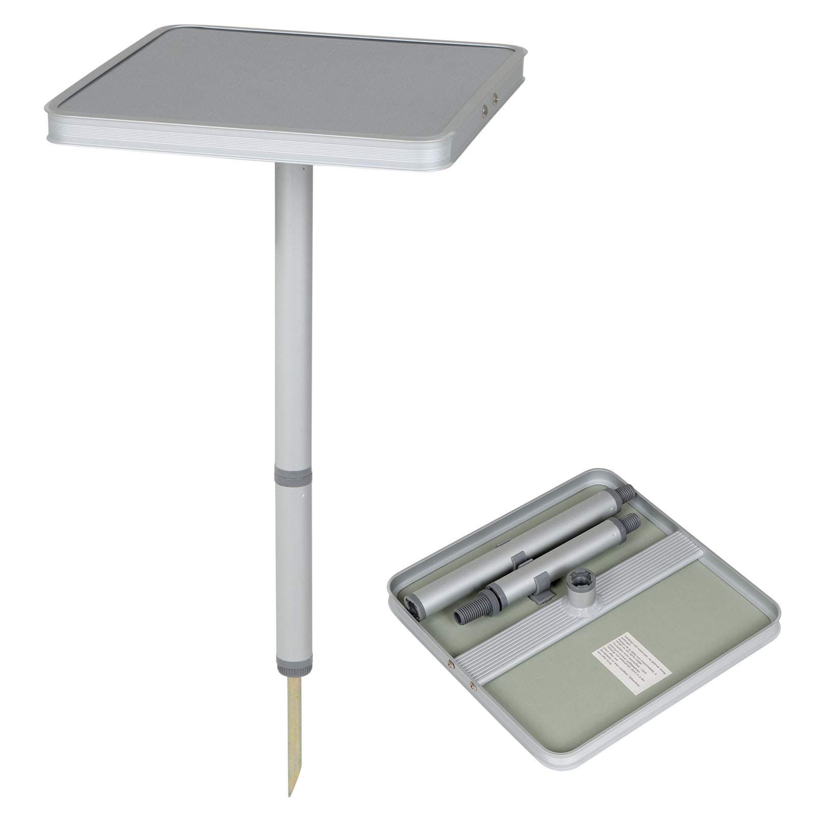 Bo-Camp - Peg table - 1-Leg - Aluminum - 26x26x42cm, Silver/ Grey