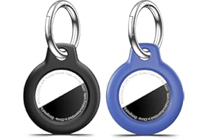 MOLOSLEEVE [2 Pack] for Airtag Holder Case with Keychain, Shockproof GPS Cover Anti-Scratch Key Chain for Air Tags, for Airtag Accessories for GPS Item Tracker Cases for Bags, Luggages,Black+Blue