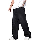 DFGIGT Men's Hip-hop Wide Leg Baggy Jeans Y2k Skater Loose Fit Denim Pants