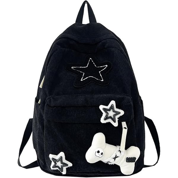 Vintage Corduroy Y2K Star Backpack, Grunge Emo Preppy Daypack for Laptop Homvik Y2K Star Backpack for Preppy and Emo Grunge Style  main image 3