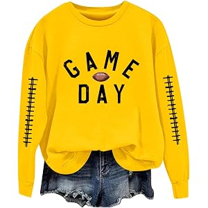 Football Sweatshirts For Women Game Day Outfits 2026 Graphic Print Sunday Casual Long Sleeve Crewneck Fall Pullover