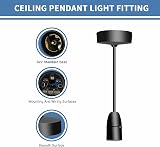 Caldarax Black B22 Pendant Light Fitting 6 inch Ceiling Rose 150mm view 4