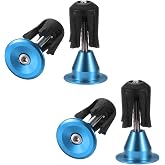 HARFINGTON 2 Pair Bike Handlebar End Plugs Aluminum Alloy Bar End Caps Expanding Locking Handlebar End Plugs for Most Bike MTB Road BMX Fixed Gear Bike, Blue