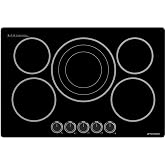 ThermoMate 30 Inch Electric Cooktop, 5 Burners Knob Control Built-in Ceramic Cooktop, 30" Radiant Electric Stove Top of 9000W with 9 Heat Levels, Hot Surface Indicator, 220-240v, Hard Wired