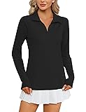 LOMON Womens Workout Tops Long Sleeve 1/4 Zip UV
