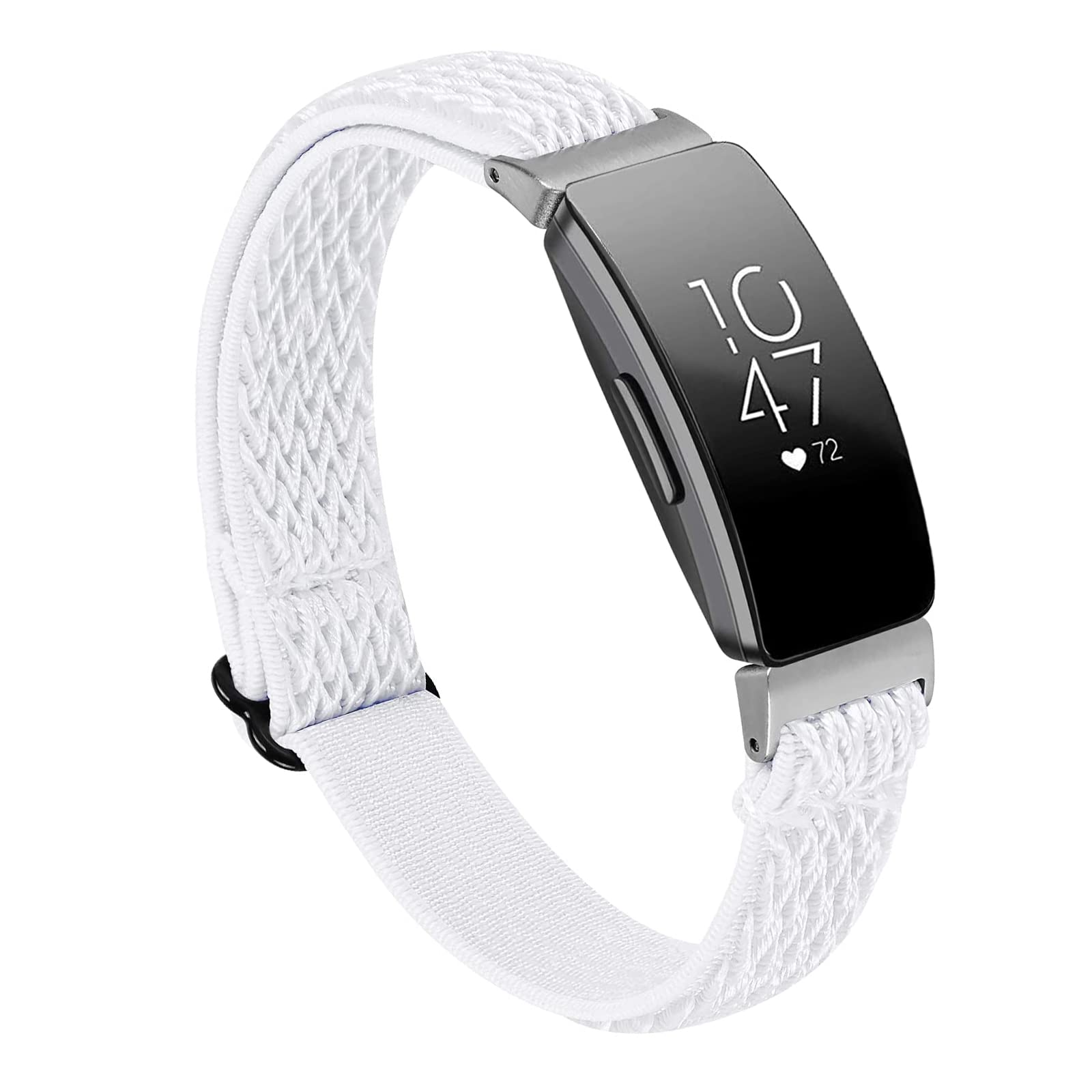 Miimall Sport Strap Compatible with Fitbit Inspire 2/Inspire HR/Inspire, Soft Nylon Elasticity Wristband Slim Skin-Friendly Adjustable Replacement Breathable Band Women Men for Fitbit Luxe-White
