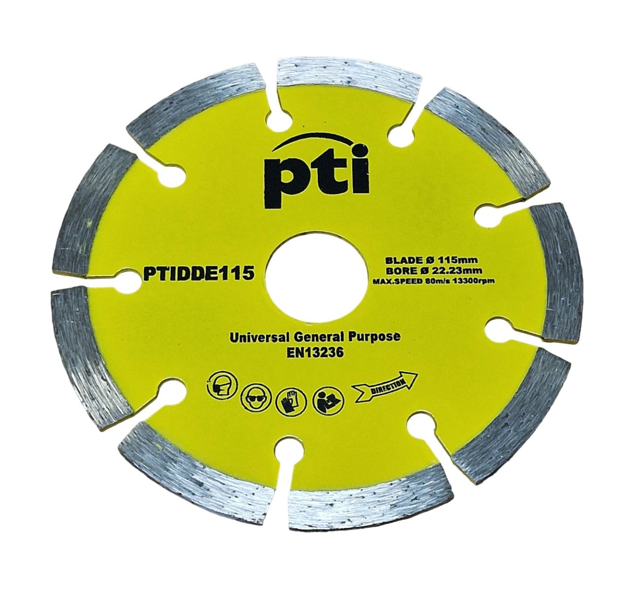 PTI Angle Grinder Discs - 115mm Diamond Metal Cutting Disc, Concrete, Stone, Wood, Tile & Brick Segmented Oscillating 4.5”, Bore:22.23mm