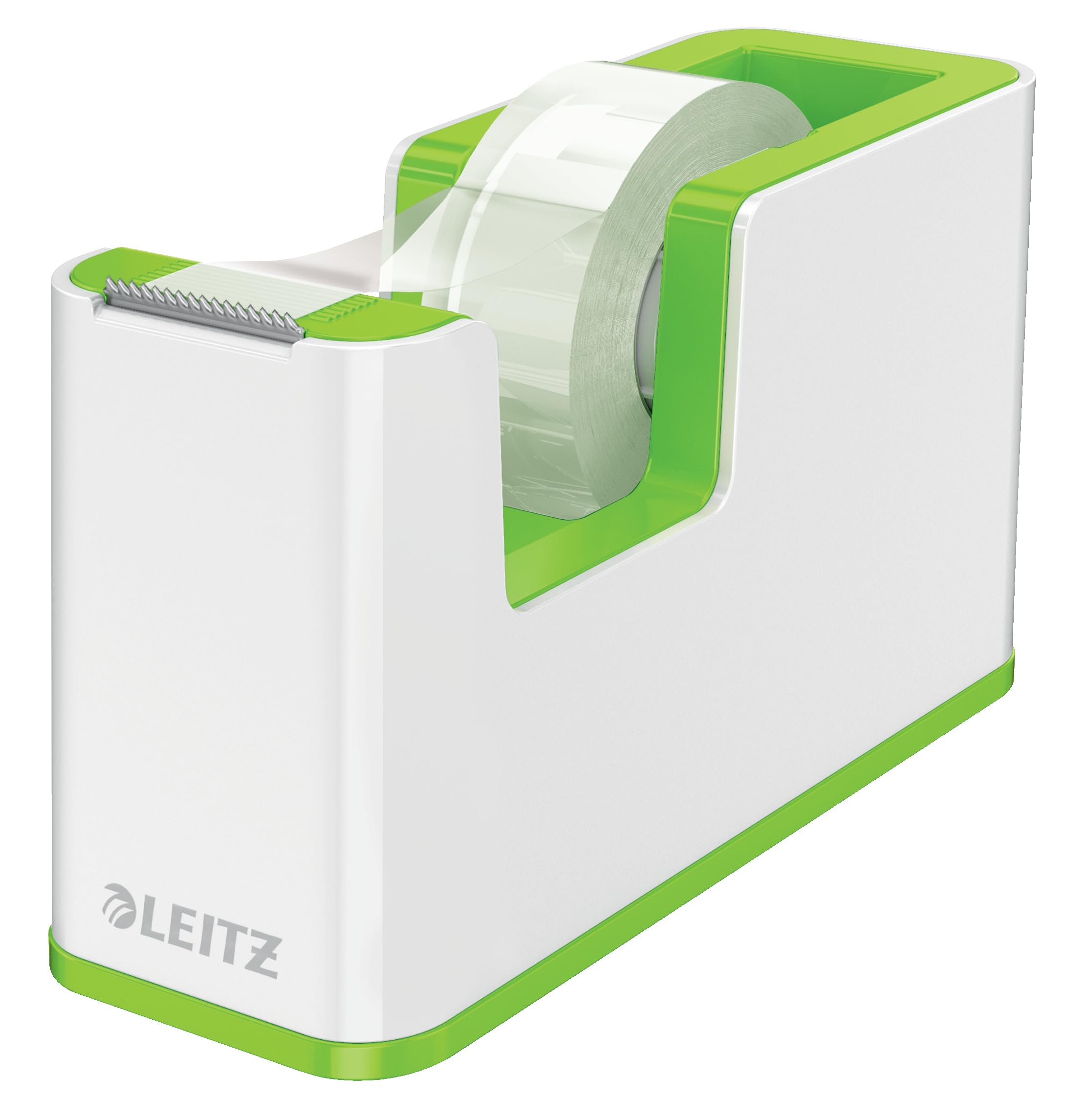 Leitz 53641054 Tape Dispenser, Heavy Base with Tape, Wow Range, Pearl White/Green