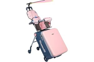 LemoHome Expandable Luggage with Spinner Wheels,Large Suitcases with Child Seat Design,Hard Luggage for Women and Men,20 inch Hardside Carry on Luggage for Travel (Pink)