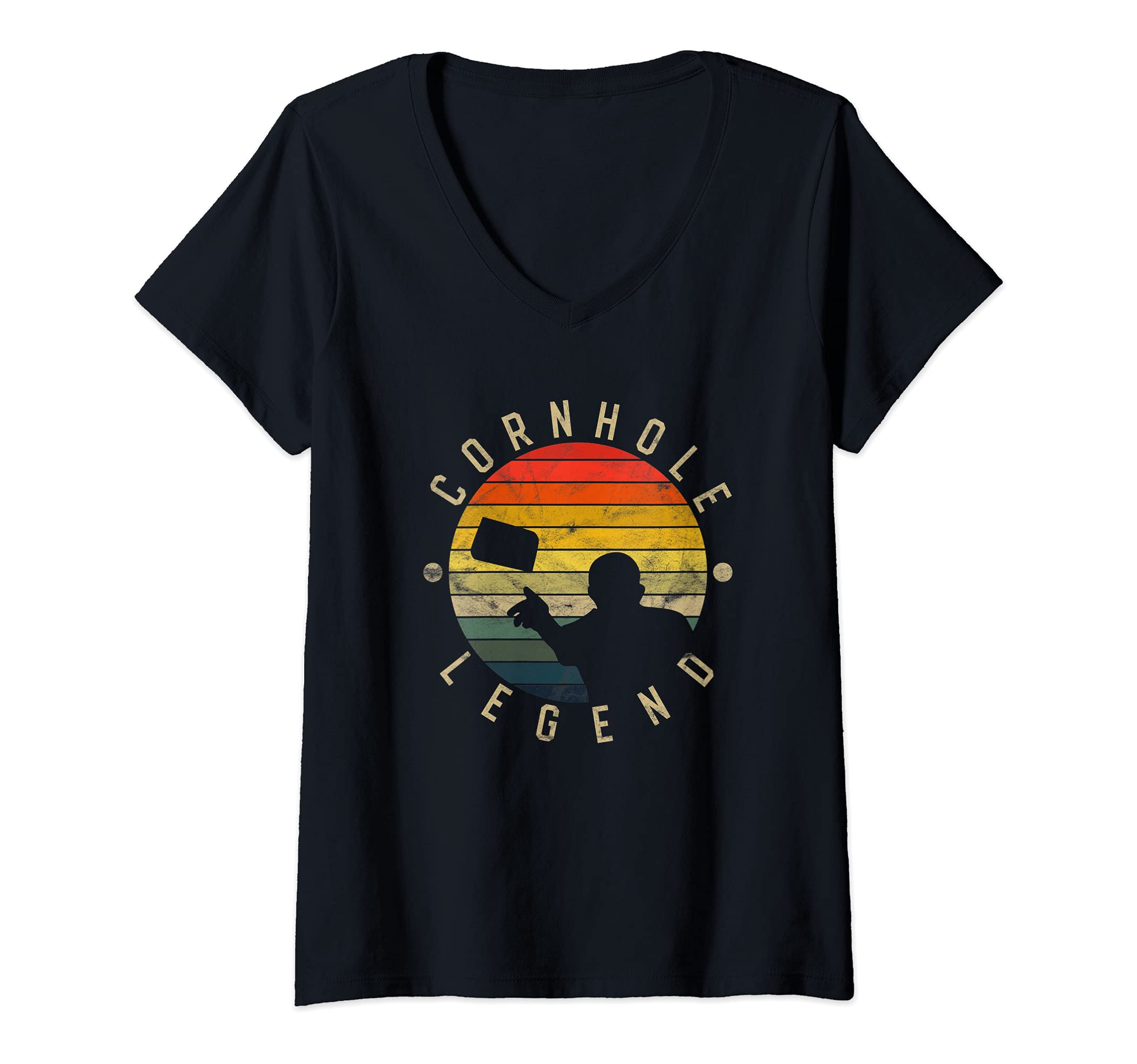 Womens Cornhole Legend Vintage Retro Team Tournament V-Neck T-Shirt