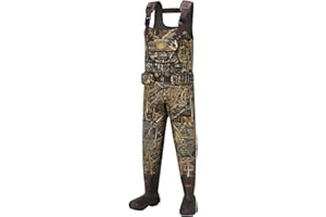 HISEA Hunting Waders with 1400G Insulated Boots, 5.5mm Neoprene Chest Wader for Men, Waterproof Camo Bootfoot Fishing Waders
