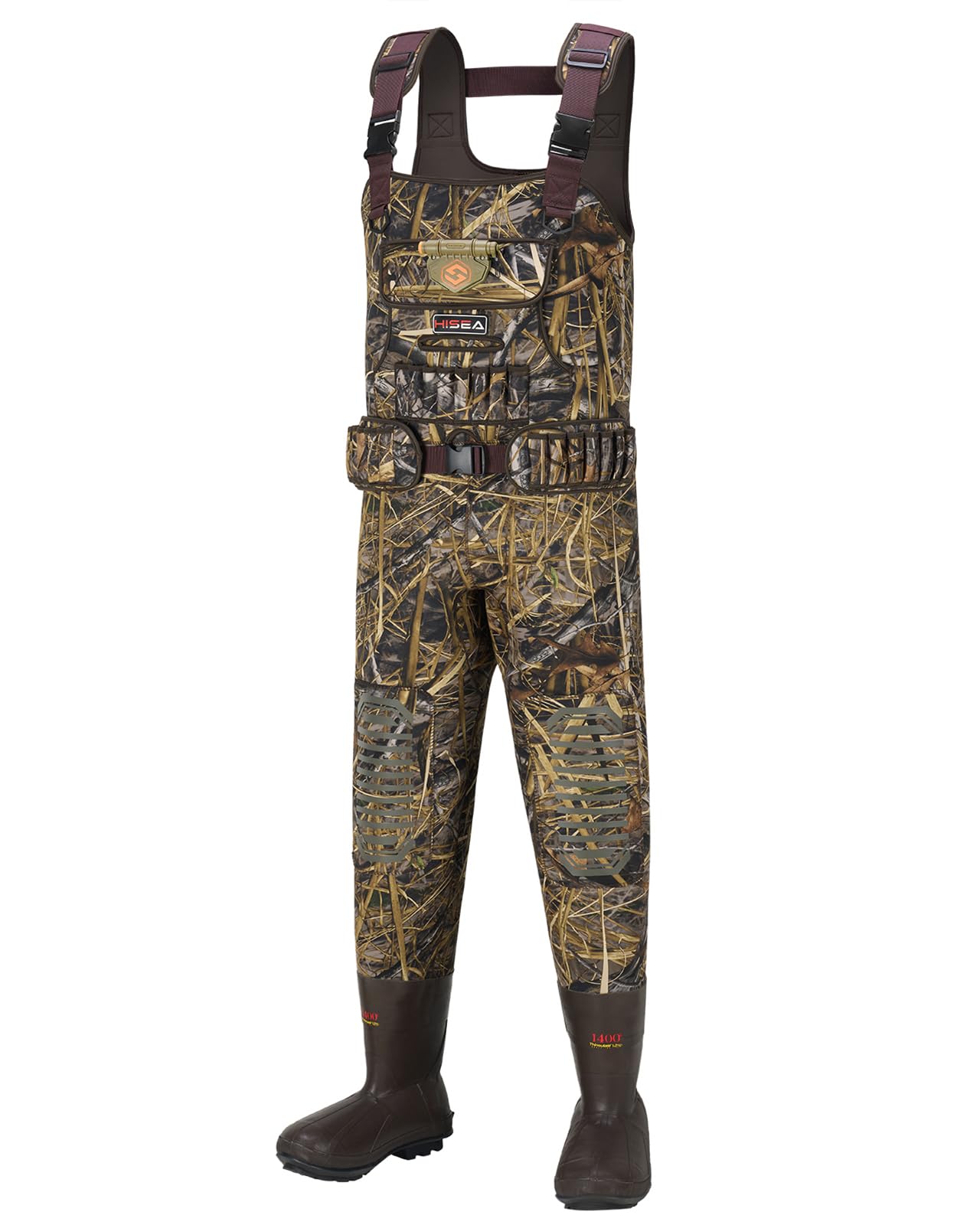 Photo 1 of *Very large* HISEA Hunting Waders with 1400G Insulated Boots, 5.5mm Neoprene Chest Wader for Men, Waterproof Camo Bootfoot Fishing Waders XL