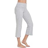 baleaf Women Flare Capri Leggings with Pockets Yoga Pants Bootcut Casual Cotton Work Summer Lounge