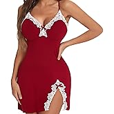 Famstar Lingerie for Women Babydoll Chemise Sexy Lingerie Sets Nightgown Lace Dress Sleepwear Teddy Outfits for Women
