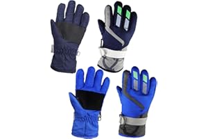 Momoon Kids Winter Gloves Toddler Snow Gloves 2 Pairs Adjustable Warm Gloves for boys and girls