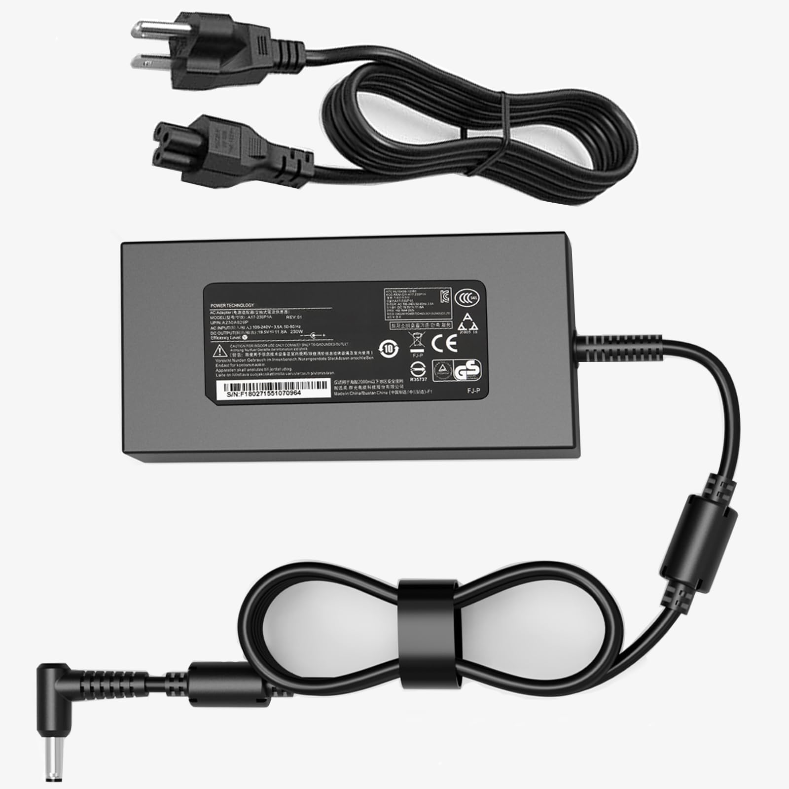 Photo 1 of 230W Charger Fit for Gigabyte AORUS 15 17 15P 15G 17G XD YD YC A5 X1 YD Aero 5 15 15S 16 X16 17 OLED KB KC KD YD XE5 XE54 YE4 YE5 GIGABYTE G7 G6 G5 G6X A7 A5 Gaming Laptop A12-230P1A A17-230P1A