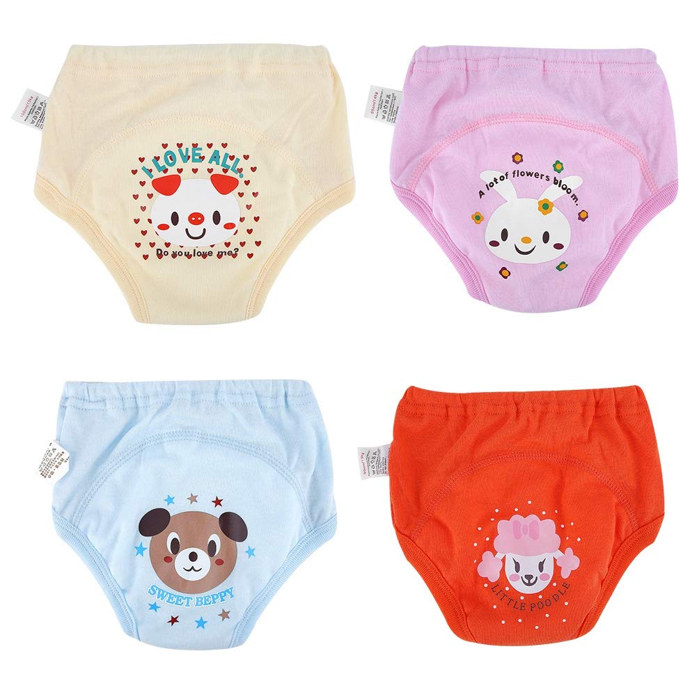 4 Layers Waterproof Toddler Diaper Pant,Anti Leakage Baby Cartoon Training Pants 4 PCS Underwear for Kids 1-3 Years Old(100)